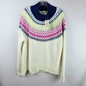 NWT Alpine Design Dawn Calm Fair Isle Mock Neck Pullover Sweater XL Ski Comfort